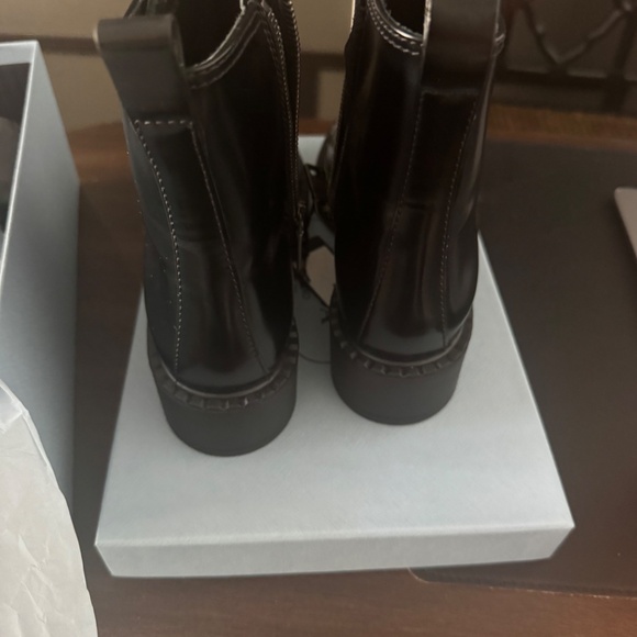 PRADA SPAZZOLATO LEATHER COMBAT BOOTS IN BLACK - Picture 3 of 11